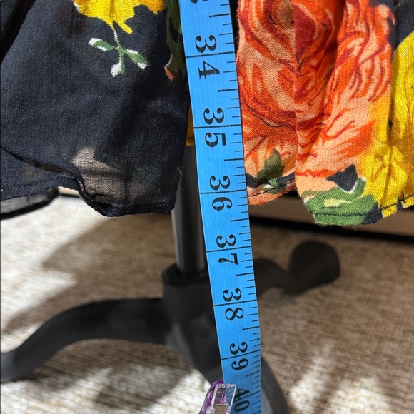 📌 Floral Patchwork Boho Maxi Skirt – Tiered Ruffle Skirt with Adjustable Waist - Picture 6 of 9